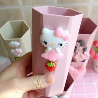 创意少女风卡通洗漱杯漱口杯刷牙杯子可爱情侣牙缸子学生笔筒简约|粉色草莓Kitty 大号(300-400ML)