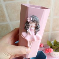 创意少女风卡通洗漱杯漱口杯刷牙杯子可爱情侣牙缸子学生笔筒简约|粉色长发公主 大号(300-400ML)