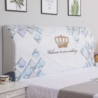 水晶绒弹力全包床头罩套床头防尘保护套皮床头软包实木床头靠背套|大理石 高度50-65*长度220cm