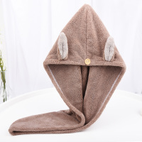 干发帽女吸水速干帽女头发包头巾帽洗头发的速干毛巾浴帽可爱加厚|厚款-干发帽[咖啡色]