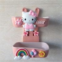 卡通双层肥皂盒免打孔壁挂式沥水香皂盒可爱儿童家用卫生间吸皂器|全身Kitty