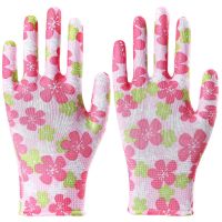 尼龙针织印花超薄款无胶防静电厨房家务室外骑车劳保|粉梅花 [男女通用号]60双