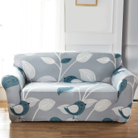 卡通万能弹力真皮沙发套沙发罩贵妃组合防尘罩全包通用防滑沙发巾|浅灰色毛线鸟灰色 四人位:235-300cm