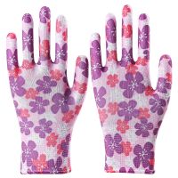 尼龙针织印花超薄款无胶防静电厨房家务室外骑车劳保|紫梅花 [男女通用号]96双