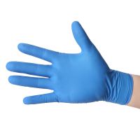 一次性手套乳胶橡胶家用护理食品餐饮防水家务美容加厚加长|深蓝加厚高弹-50只 中号M