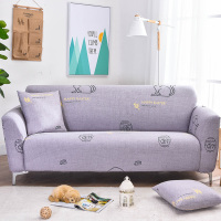 卡通万能弹力真皮沙发套沙发罩贵妃组合防尘罩全包通用防滑沙发巾|浅黄色猫和鱼缸G 单人座:90-140cm