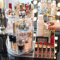 亚克力透明旋转彩妆网红化妆品收纳盒 桌面口红棉签化妆台收纳架