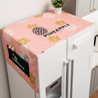 棉麻冰箱布盖巾洗衣机罩盖布单开对开双开门冰箱防尘罩微波|粉底多只菠萝爱家盖巾 55*140cm（洗衣机/单开门冰箱通用）