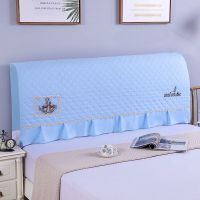 全包喜庆大红色床头罩布艺夹棉实木床头套弹力加厚欧式皮床防尘罩|[全包]高档绣花蓝色 床头1.8米