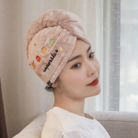 加厚干发帽女吸水速干包头洗头擦头发毛巾神器浴帽可爱干发巾|秋冬加厚款星球咖色重160克送毛巾