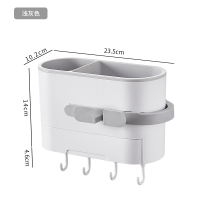 吹风机置物架免打孔壁挂卫生间洗漱台电吹风挂架浴室收纳风筒架子|多功能一体化[浅灰色大容量]