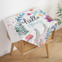 棉麻床头柜盖布防尘罩电视机冰箱打印机防尘罩小桌布多用万能盖巾|蘑菇花朵兔盖巾 80*80cm(单个装)