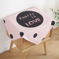 棉麻床头柜盖布防尘罩电视机冰箱打印机防尘罩小桌布多用万能盖巾|粉底波点爱家盖巾 100*100cm(单个装)