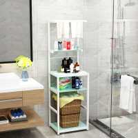 卫生间浴室架脏衣篮置物架浴室洗发水收纳架脸盆毛巾架转角置物架|A款白架白玻璃送收纳筐
