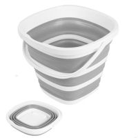 可折叠水桶大号便携式户外旅行洗车水桶钓鱼方形桶家用塑料伸缩桶|方形灰白色大号(10升)送挂钩