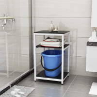 卫生间浴室架脏衣篮置物架浴室洗发水收纳架脸盆毛巾架转角置物架|D款白架黑玻璃送收纳筐