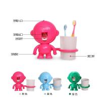 儿童卡通全自动挤牙膏器套装牙刷置物架牙膏架挤压神器|带杯 绿色小猴子