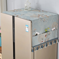 冰箱防尘罩北欧单双开门防水防油冰箱垫子盖布收纳袋式简约|桃花缘-青 60*140(单开门冰箱/洗衣机通用)