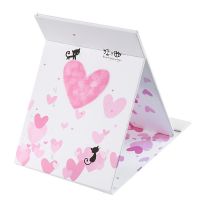 折叠化妆镜大号镜子高清台式梳妆镜学生便携可爱随身课桌面小镜子|狂曲粉 套装(折叠镜子+发圈+束发带)