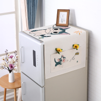 欧式布艺双开单开门蕾丝电冰箱防尘罩套洗衣机遮盖布巾蒙帘收纳袋|HI萌猫棉麻印花 微波炉盖巾(深度35*长度100厘米)