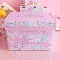 可爱美乐蒂桌面收纳箱带盖软妹学生宿舍归纳杂物篮化妆品折叠箱子