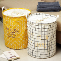 家居脏衣篮布艺束口折叠带盖玩具桶防水脏衣服收纳筐脏衣篓洗衣篮