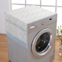 欧式布艺双开单开门蕾丝电冰箱防尘罩套洗衣机遮盖布巾蒙帘收|蓝色六叶梅洗衣机盖巾 小双开（60*150cm）