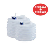 车载折叠水桶家用储水罐厨房便携装户外蓄水手提装水带龙头自驾游|折叠储水桶组合装(5升+8升)