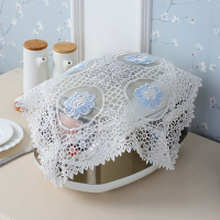 镂空蕾丝电饭煲盖巾微波炉床头柜咖啡机套防尘罩多用万能方巾盖布|白蓝笑颜如花[纱绣款 40*40方