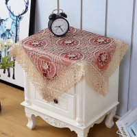 镂空蕾丝电饭煲盖巾微波炉床头柜咖啡机套防尘罩多用万能方巾盖布|酒红笑颜如花[纱绣款 145*145方