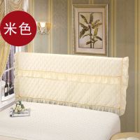 夹棉加厚床头罩床头套1.8m 1.5m床防尘罩床头保护套布艺软包单件|米色(绑带款) 1米长床头罩高度55cm