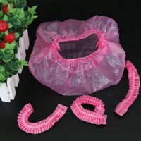 一次性浴帽女防水洗澡成人家用加厚帽子焗油染发厨房防油烟头套|44cm加厚款-粉红100只