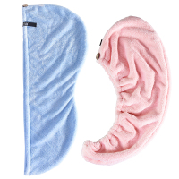 吸水干发帽女洗头发浴帽加厚包头干发巾速干神器快速干发毛巾|直边天蓝+松紧藕粉