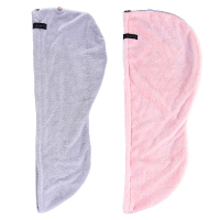 吸水干发帽女洗头发浴帽加厚包头干发巾速干神器快速干发毛巾|直边款烟晶灰+藕粉色