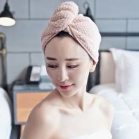 干发帽新款速干吸水长发不掉毛纯棉加厚菠萝格儿童网红浴帽女|藕粉