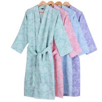 四季通用纯棉浴袍女式浴衣成人中长款浴衣薄款汗蒸服夏季男式浴袍