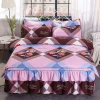 加厚床裙四件套被套防滑床罩磨毛像全棉纯棉韩版婚庆双人床上用品