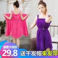 可穿浴巾纯棉成人柔软韩版吸水女加大加厚抹胸浴裙游泳沙滩