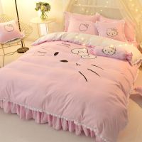 韩式卡通儿童公主风床裙式小清新少女心四件套1.5/1.8m女孩粉床品