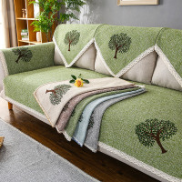 亚麻沙发垫夏季布艺防滑沙发坐垫四季通用棉麻全包沙发罩巾套子