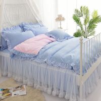 ins公主风韩版蕾丝女孩床品少女心小清新学生磨毛纯色床裙四件套