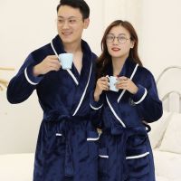 睡衣女士法兰绒秋冬季珊瑚绒睡袍加厚舒适保暖浴袍韩版男女家居服