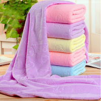 三件套压花毛浴巾纤维卡通吸水柔软速干超细