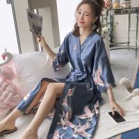 睡衣女夏仿真丝性感睡袍女夏伴娘婚礼晨袍女长款大码睡衣浴袍女夏
