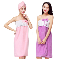 珊瑚绒浴裙浴帽可穿浴裙女成人浴巾女性感抹胸裹胸可爱可穿浴巾女