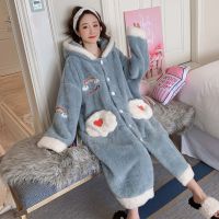 珊瑚绒睡裙女秋冬季加厚宽松可爱学生睡袍保暖性感浴袍少女士睡衣