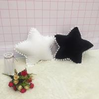 ins毛毛球纯白玫红粉色天蓝五角星星抱枕宝宝绒面料装饰