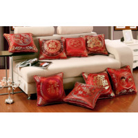 中国风婚庆两用靠垫被绸缎抱枕被汽车多功能靠垫40*40展开110*140