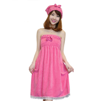 四季成人可穿浴巾加厚女浴裙比纯棉吸水蝴蝶结性感美容院毛巾裙