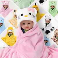 宝宝带帽洗澡包裹可以穿的浴巾儿童春夏季薄款卡通婴儿披风斗篷